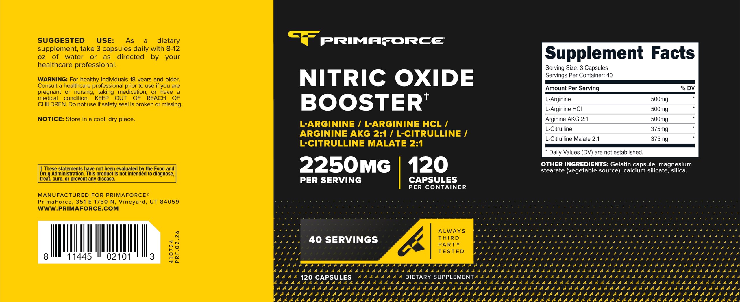 Primaforce etiqueta con ingredientes y dosis, transparencia y control