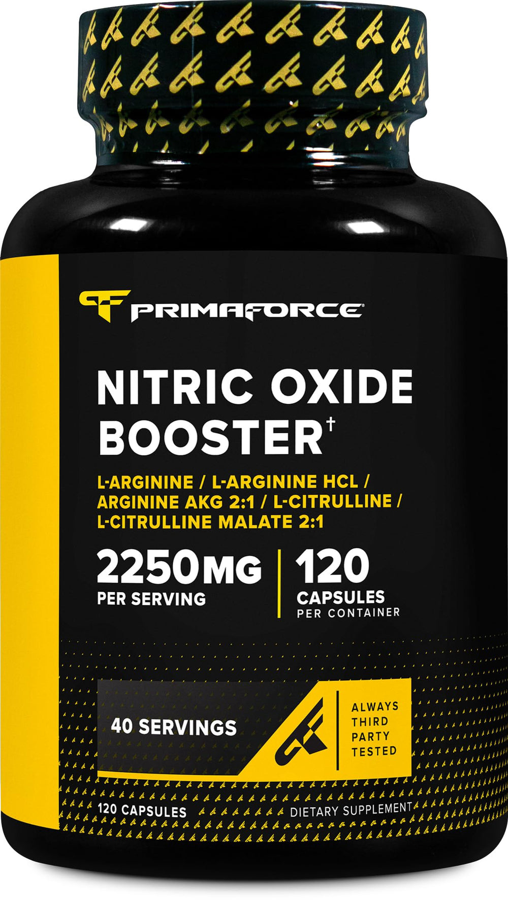 Primaforce botella frontal mostrando diseño y dosificación, refuerza confianza