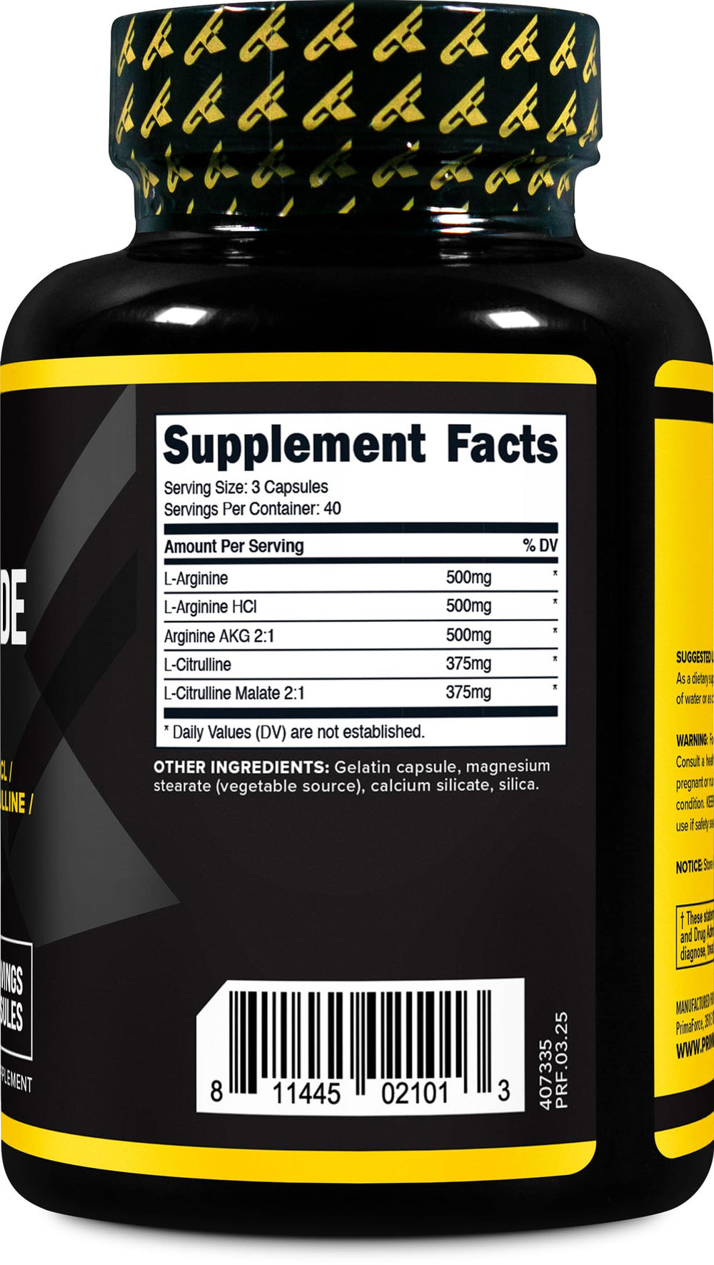 Primaforce Nitric Oxide Booster on a gym bag ready for workouts.