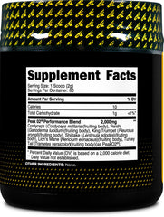 Etiqueta de Primaforce Peak O2 con lista de ingredientes y certificación USDA Organic visible