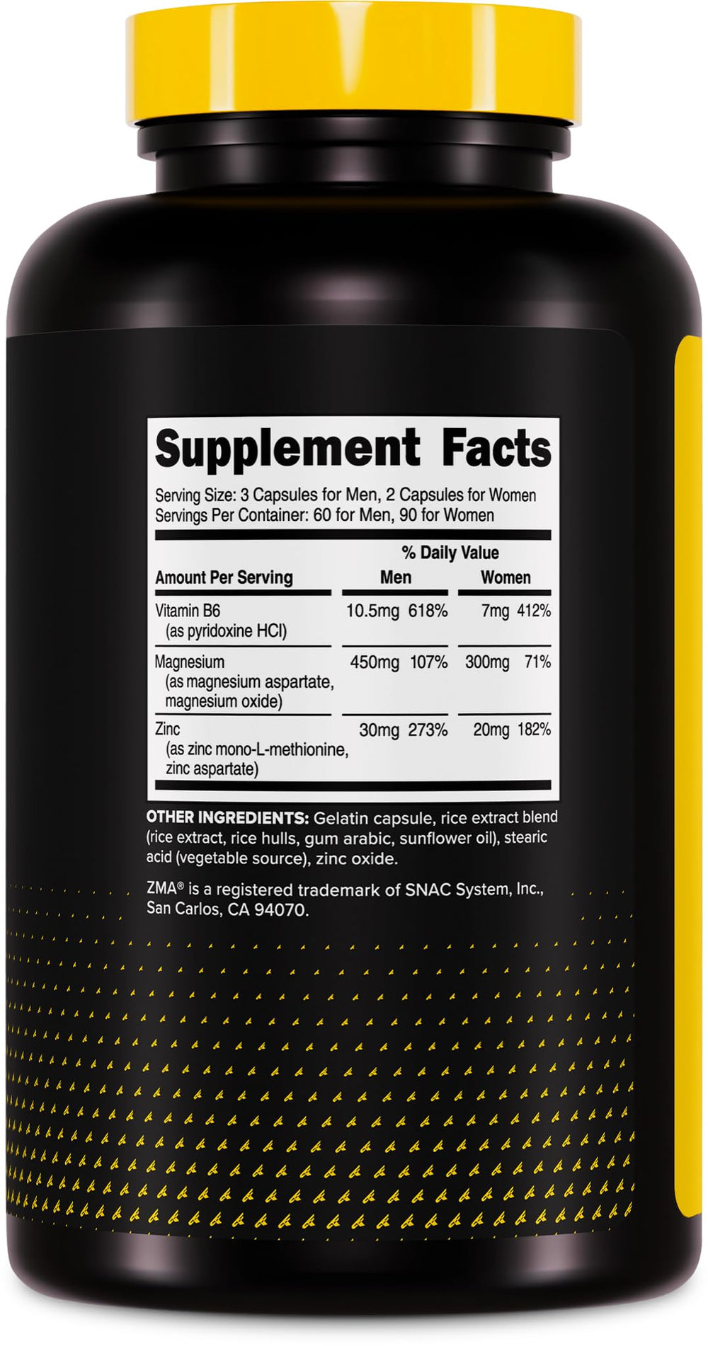 Primaforce ZMA etiqueta nutricional y lista de ingredientes visible y clara