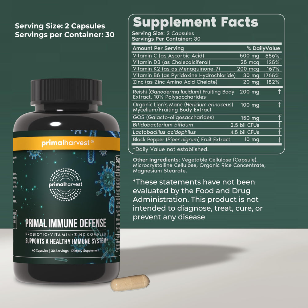 Primal Harvest etiqueta detallada con ingredientes y claridad informativa