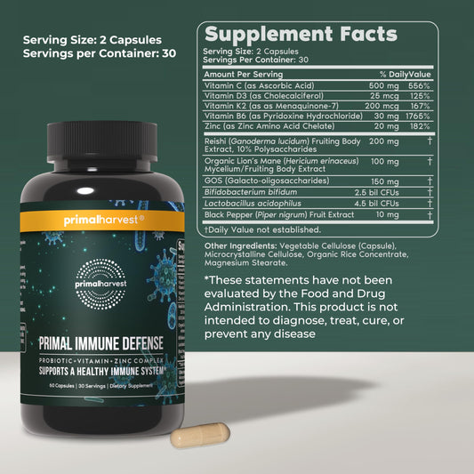 Primal Harvest etiqueta detallada con ingredientes y claridad informativa