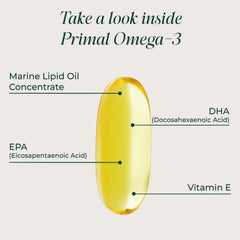 Primal Harvest etiqueta nutricional con EPA y DHA claramente indicados