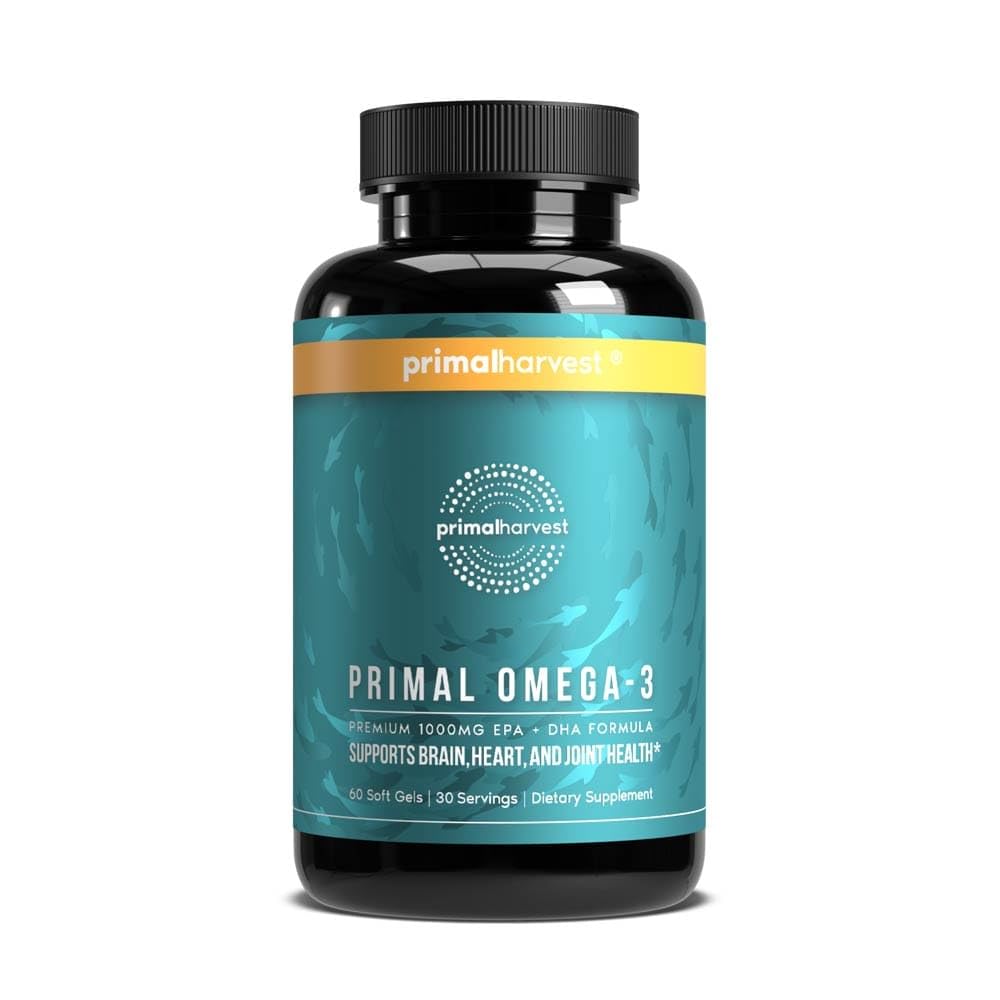 Primal Harvest frasco frontal mostrando sello y beneficios principales