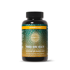 Primal Harvest frasco frontal del suplemento Primal Bone Health mostrando etiqueta clara
