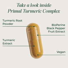 Primal Harvest cápsula abierta mostrando contenido vegetal y pureza