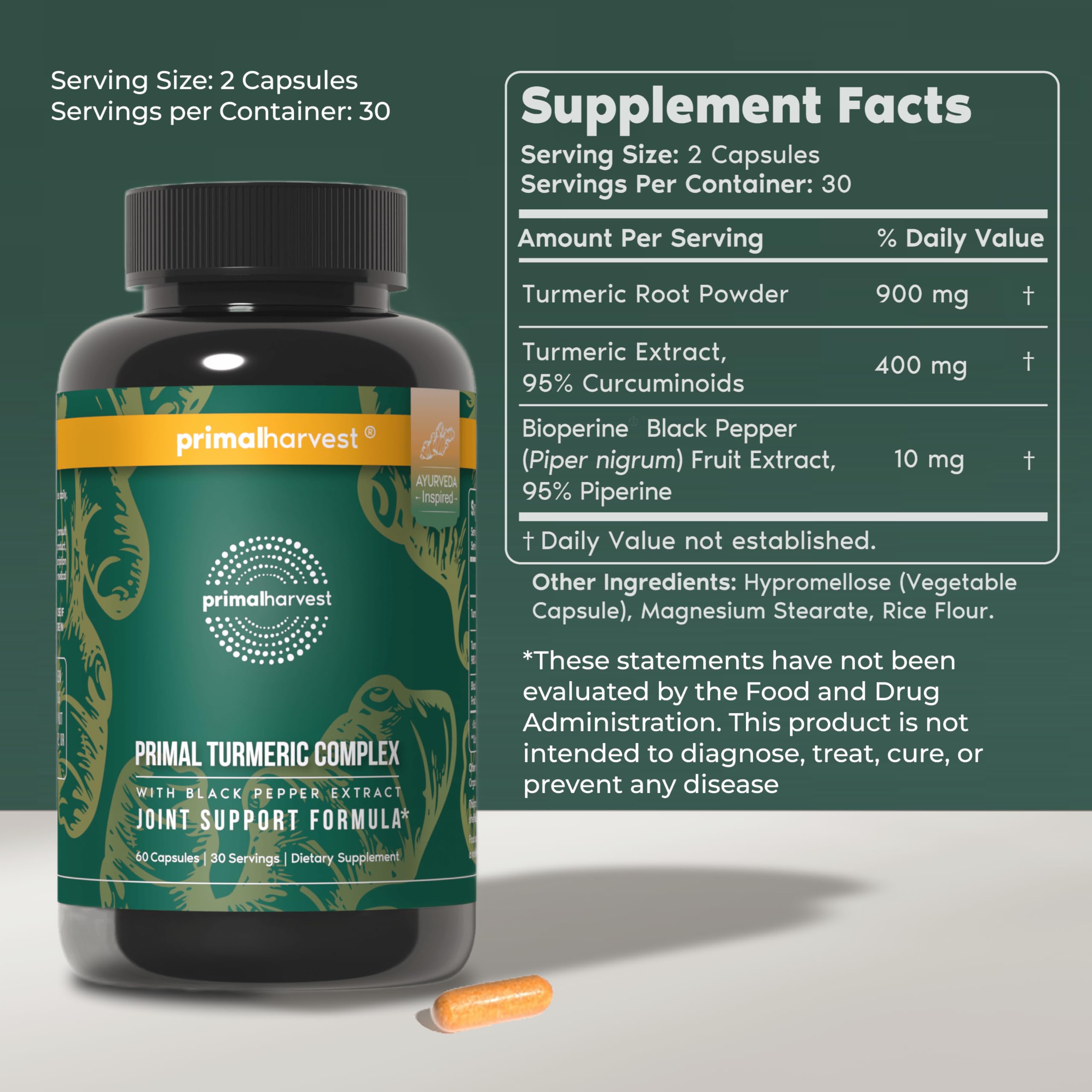 Primal Harvest etiqueta lateral con información de ingredientes y alérgenos