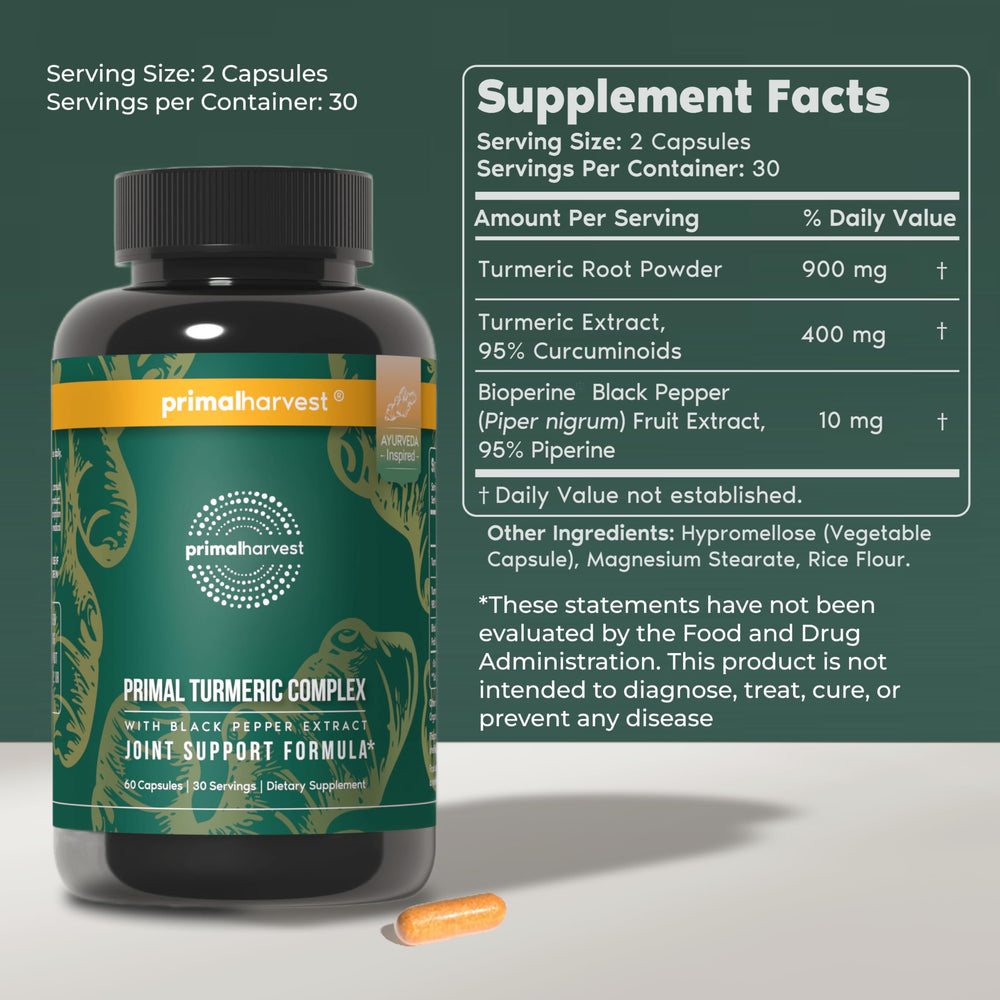 Primal Harvest etiqueta lateral con información de ingredientes y alérgenos