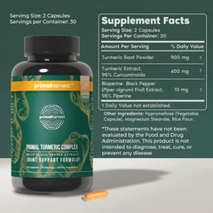Primal Harvest etiqueta lateral con información de ingredientes y alérgenos