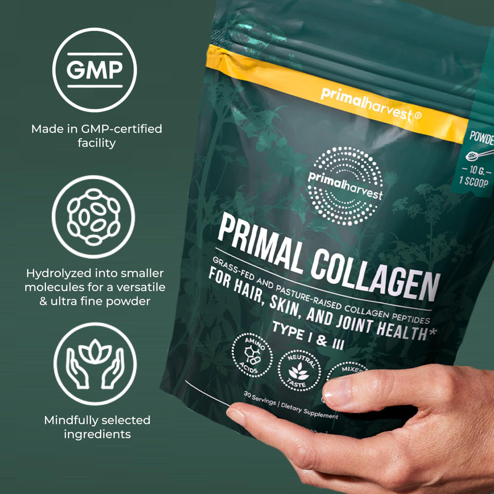 Primal Harvest disuelto en café matutino, soporte proteico diario