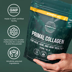Primal Harvest disuelto en café matutino, soporte proteico diario