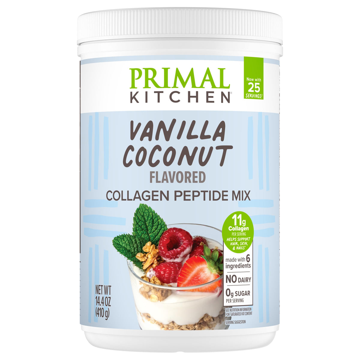 Primal Kitchen frasco frontal mostrando la marca y la etiqueta beneficiosa