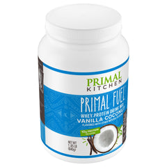 Primal Kitchen primeros planos de monk fruit y whey como ingredientes naturales