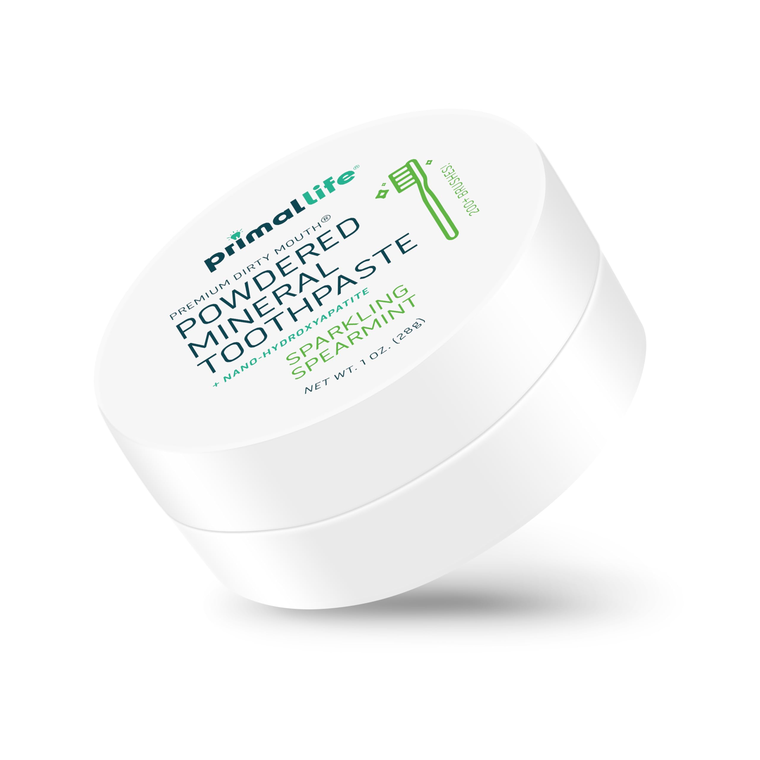 Primal Life Organics arcillas y menta en primer plano mostrando ingredientes activos