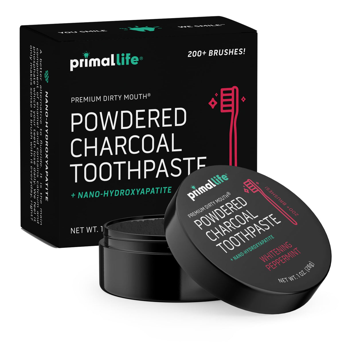 Primal Life Organics frente del envase mostrando diseño y tamaño útil