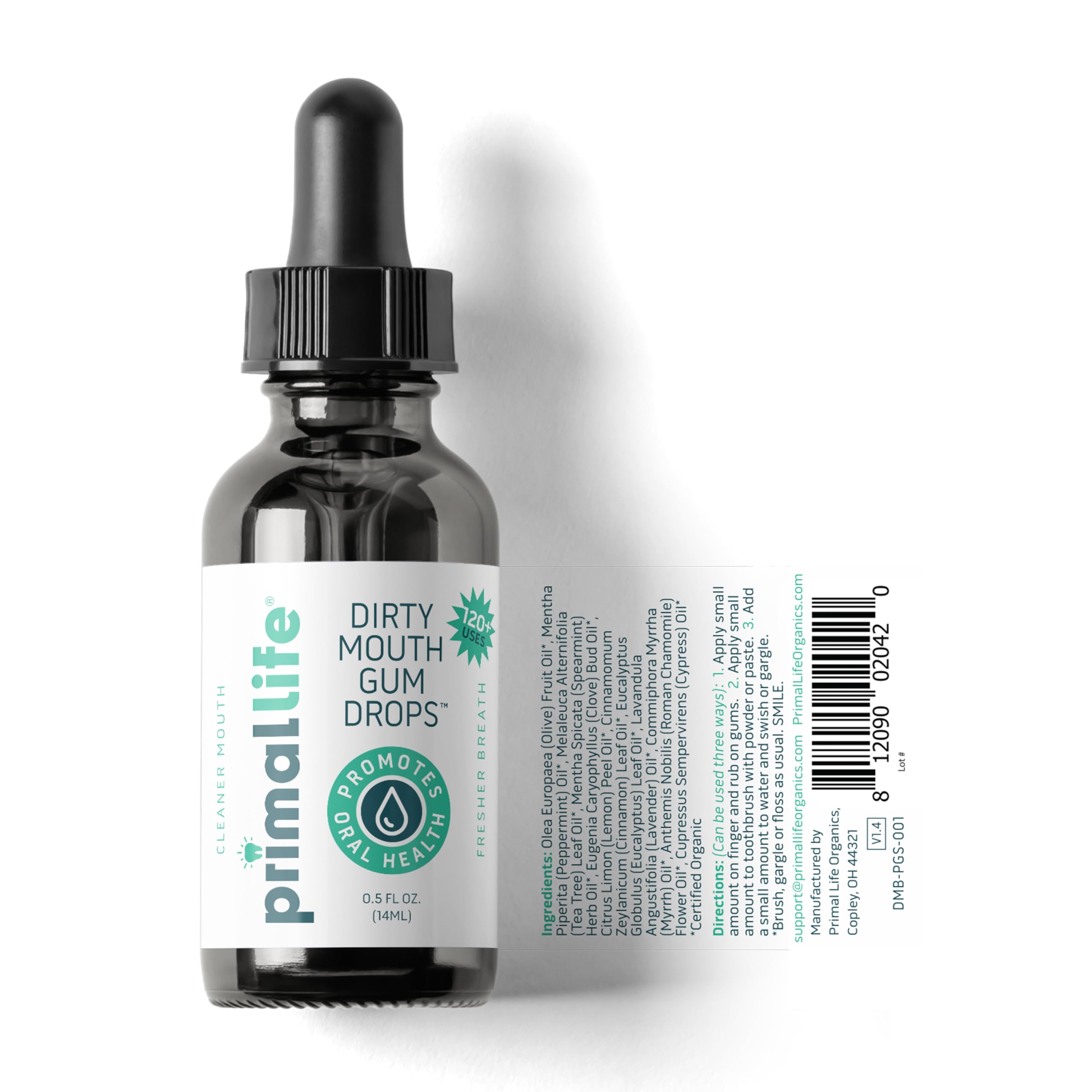 Primal Life Organics packaging lateral muestra información y sello orgánico