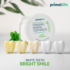 Primal Life Organics primer plano de la textura del polvo, sensación suave y absorbente