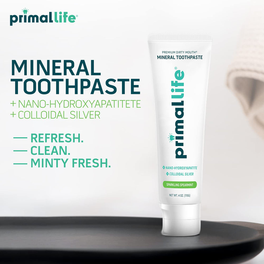 Primal Life Organics textura mineral en primer plano para limpieza natural