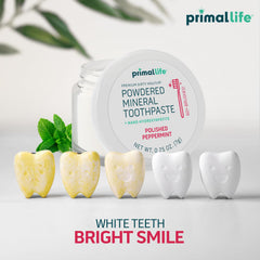 Primal Life Organics primer plano de polvo mostrando textura fina y cualidad absorbente