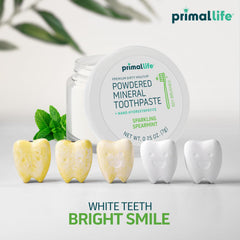 Primal Life Organics textura del polvo dental para limpieza efectiva
