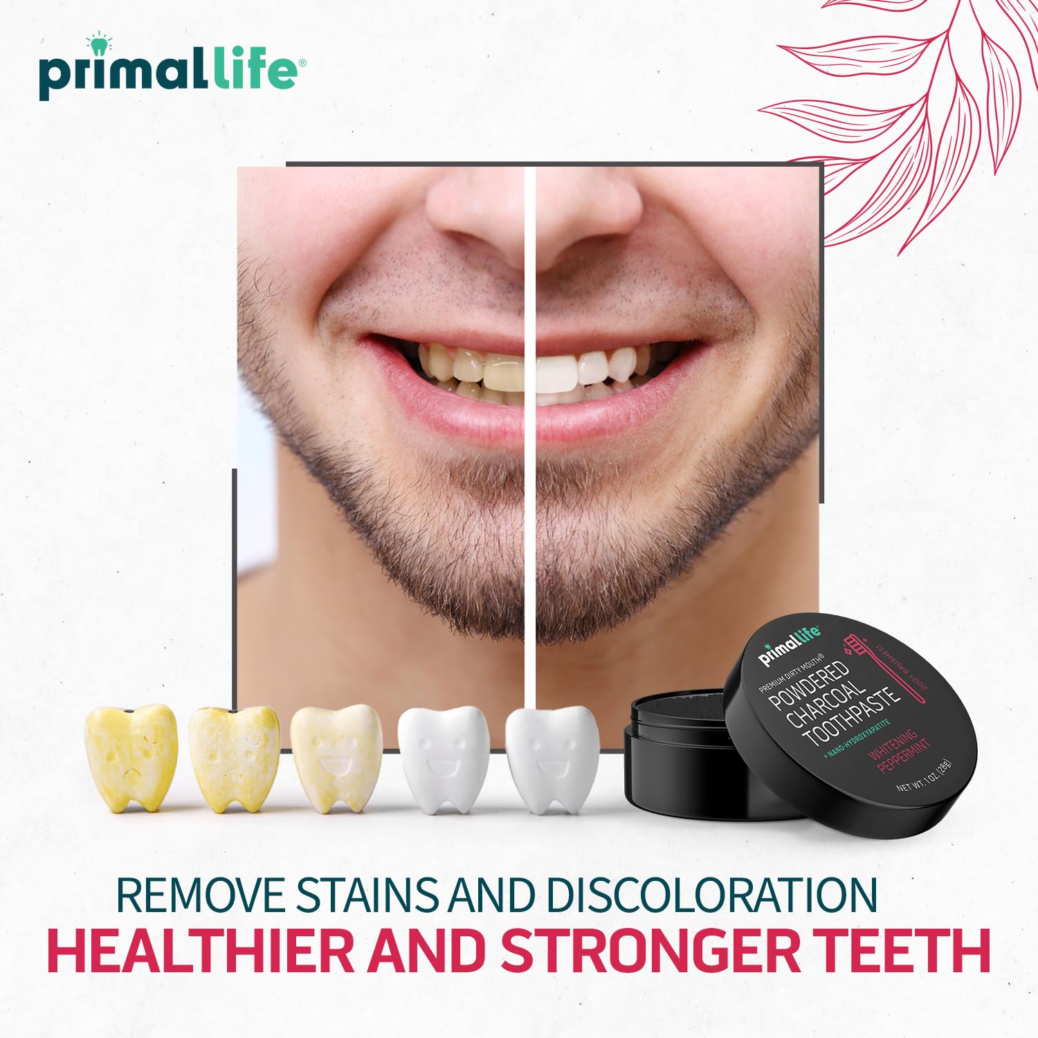 Cepillo humedecido aplicando Primal Life Organics para sensación fresca