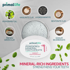 Primal Life Organics polvo en cepillo demostrando uso y frescura