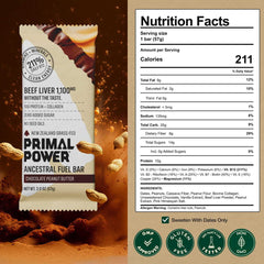 Primal Power etiqueta nutricional con B12 al 211% y perfil de aminoácidos