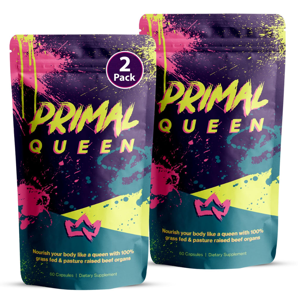 Primal Queen vista frontal del paquete y etiquetas claras, conveniencia