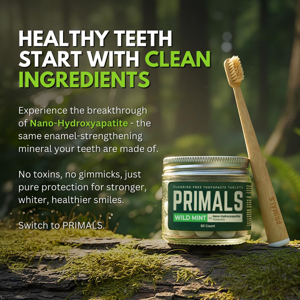 PRIMALS frasco abierto con 60 tabletas visibles listo para un mes
