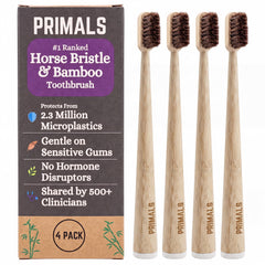 PRIMALS pack de 4 cepillos en primer plano, opción sostenible