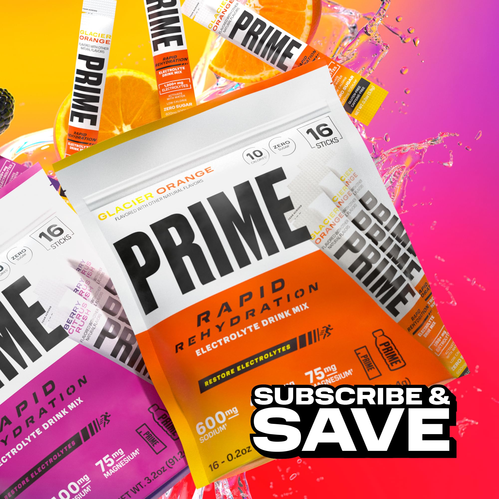 PRIME HYDRATION sobres en bolsa de gimnasio para hidratación inmediata