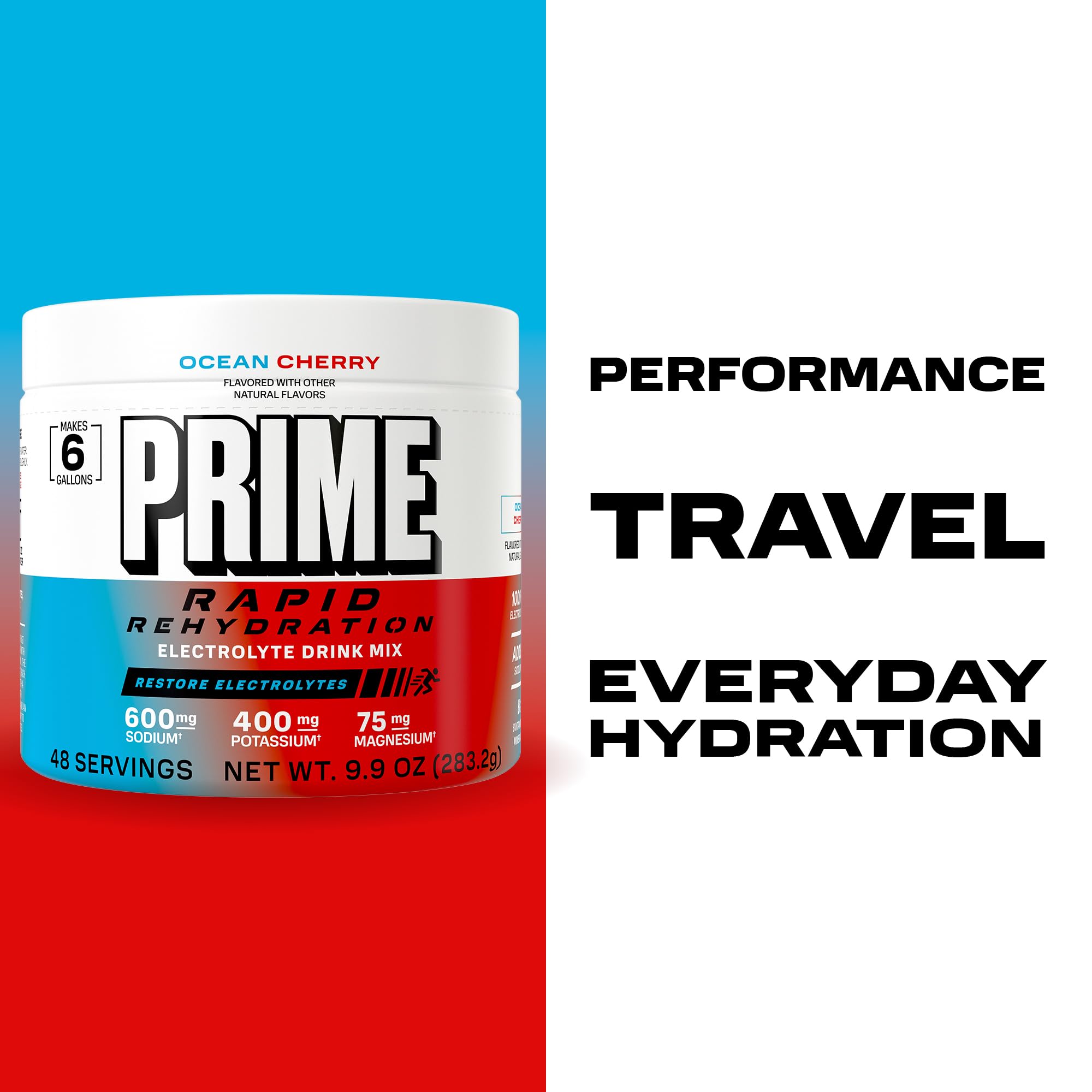 PRIME HYDRATION botella en gimnasio con mezcla Ocean Cherry para rendimiento y conveniencia