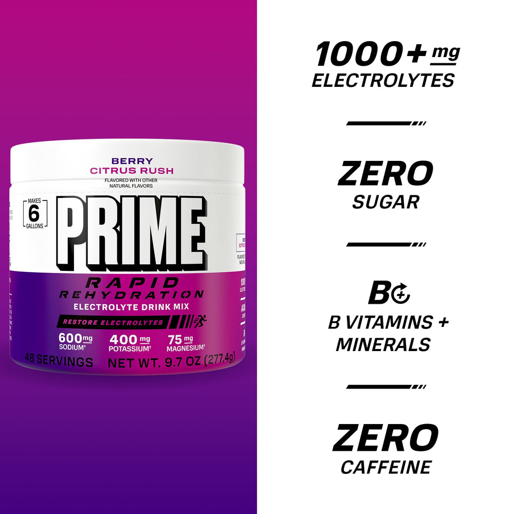 PRIME HYDRATION cucharada disolviéndose en agua para hidratación instantánea