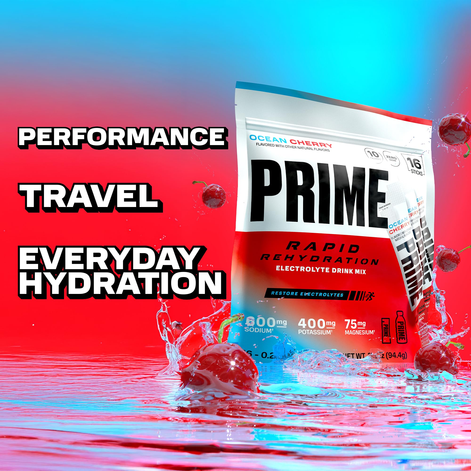 PRIME HYDRATION etiqueta nutricional del stick mostrando electrolitos y vitaminas