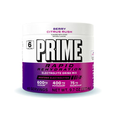 PRIME HYDRATION tarro frontal mostrando la etiqueta y el logo, envase práctico