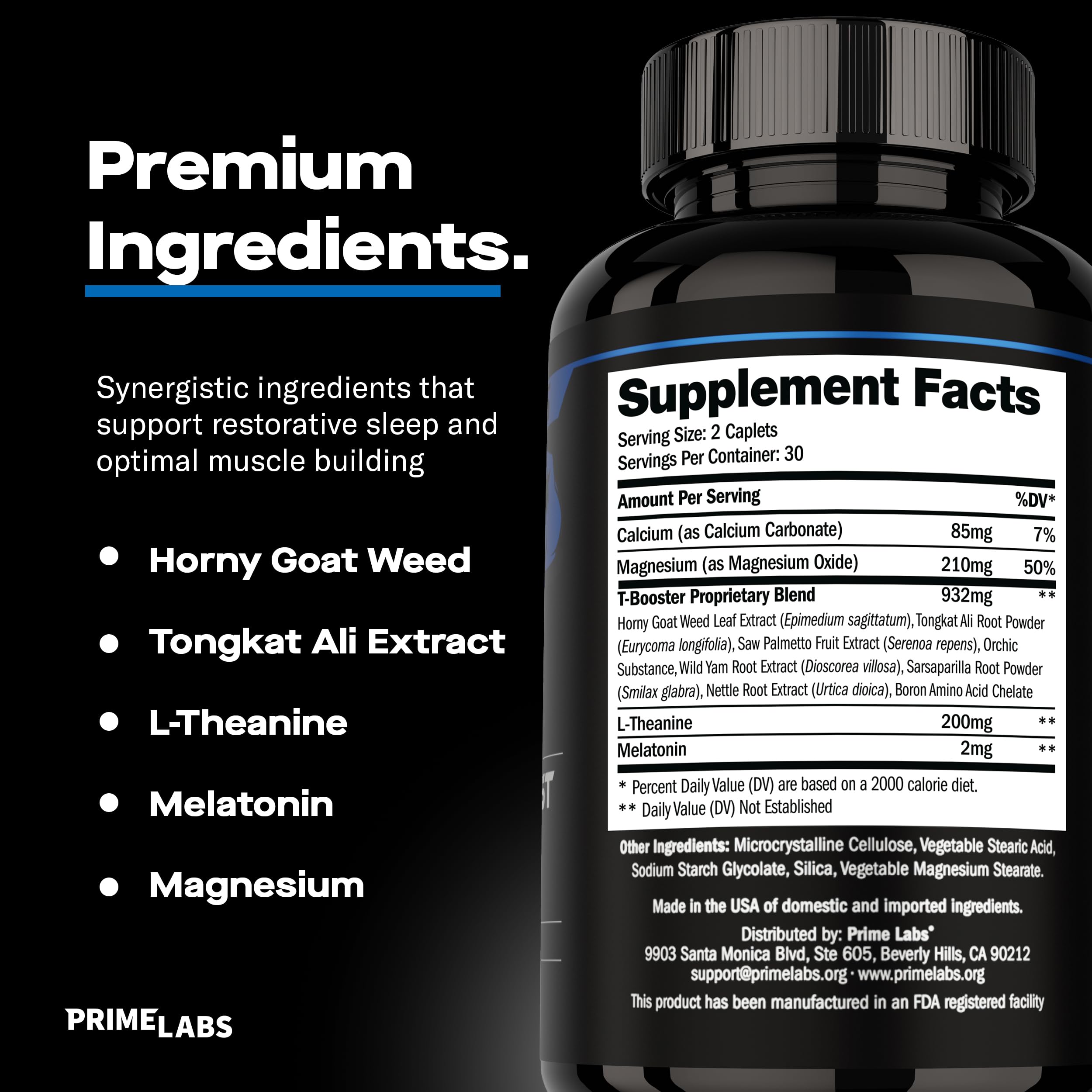Prime Labs botella abierta con cápsulas para consumo nocturno seguro