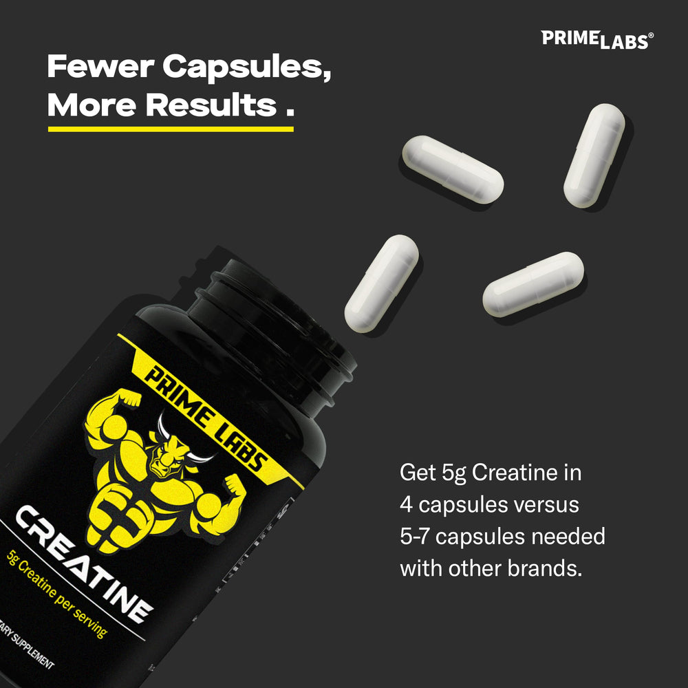 Prime Labs cápsulas dispuestas sobre superficie, visual de textura y tamaño fácil de tragar