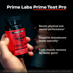 Prime Labs Prime Test Pro cápsulas en primer plano indicando textura y fácil ingesta