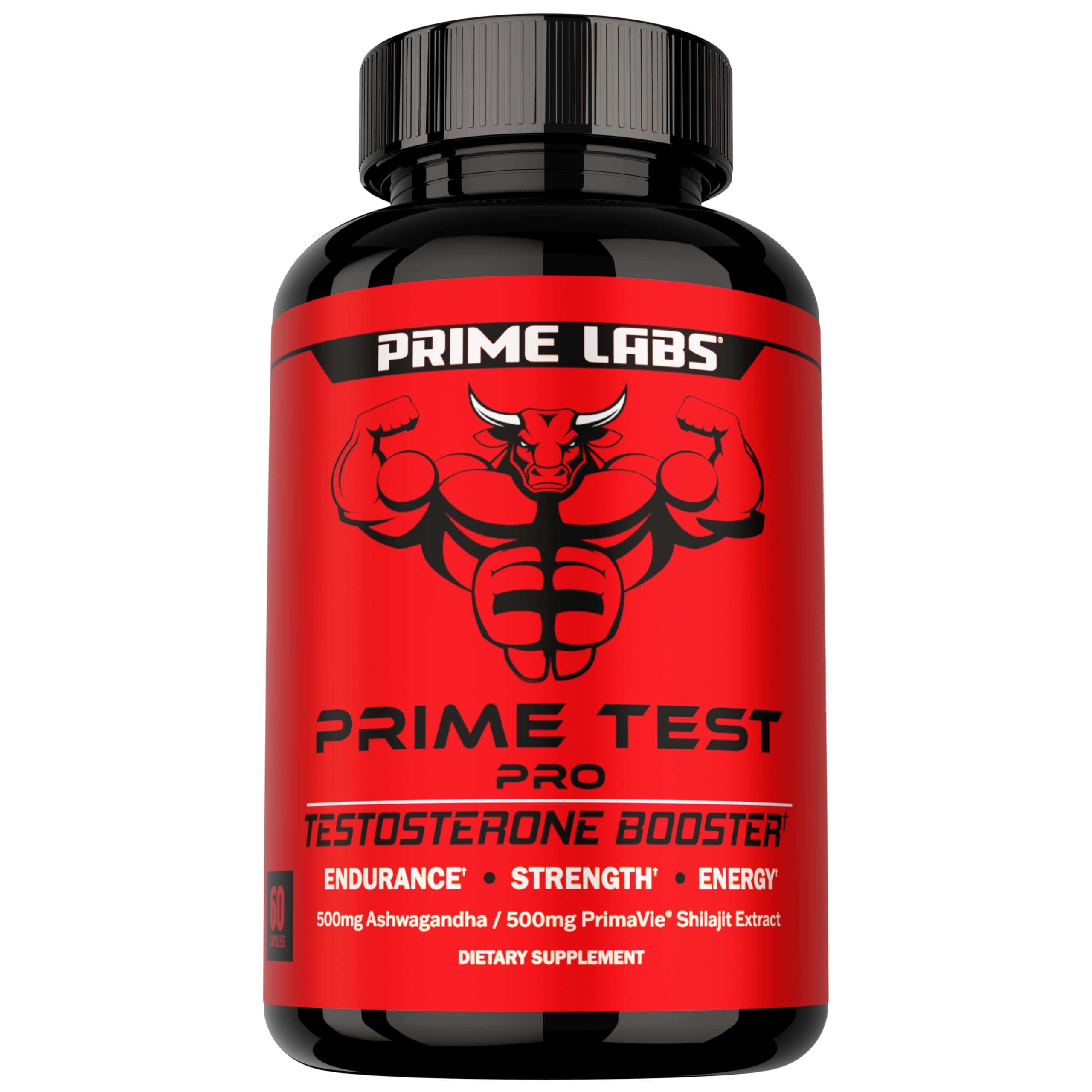 Prime Labs botella frontal mostrando diseño y beneficio de apoyo hormonal