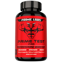 Prime Labs botella frontal mostrando diseño y beneficio de apoyo hormonal