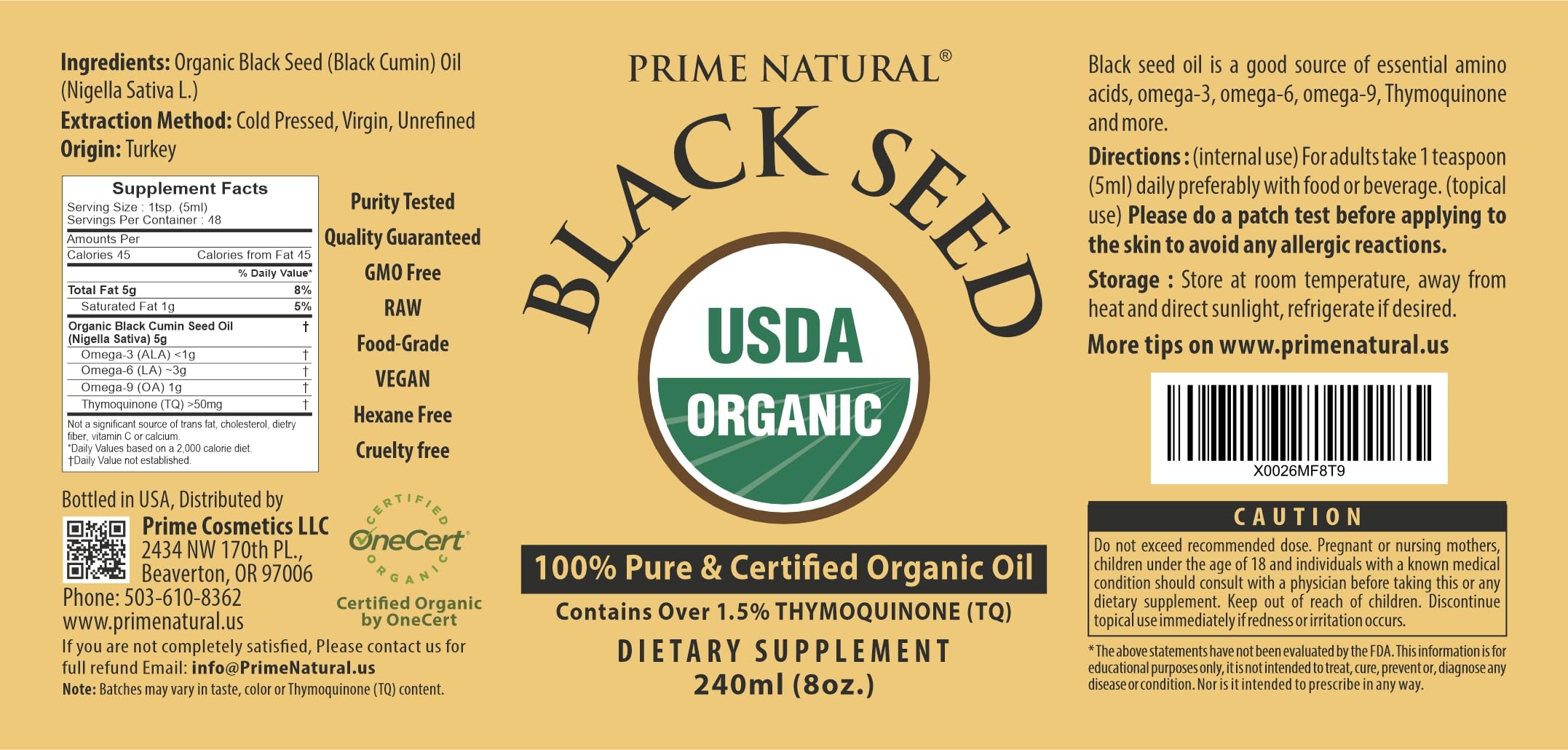 PRIME NATURAL botella 8oz sobre superficie para comparar tamaño y presentación