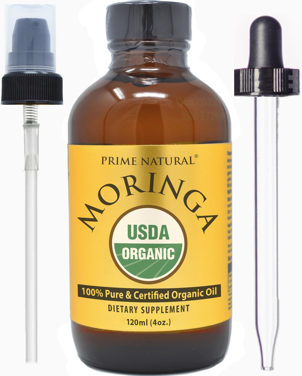 PRIME NATURAL botella frontal mostrando etiqueta orgánica y beneficios