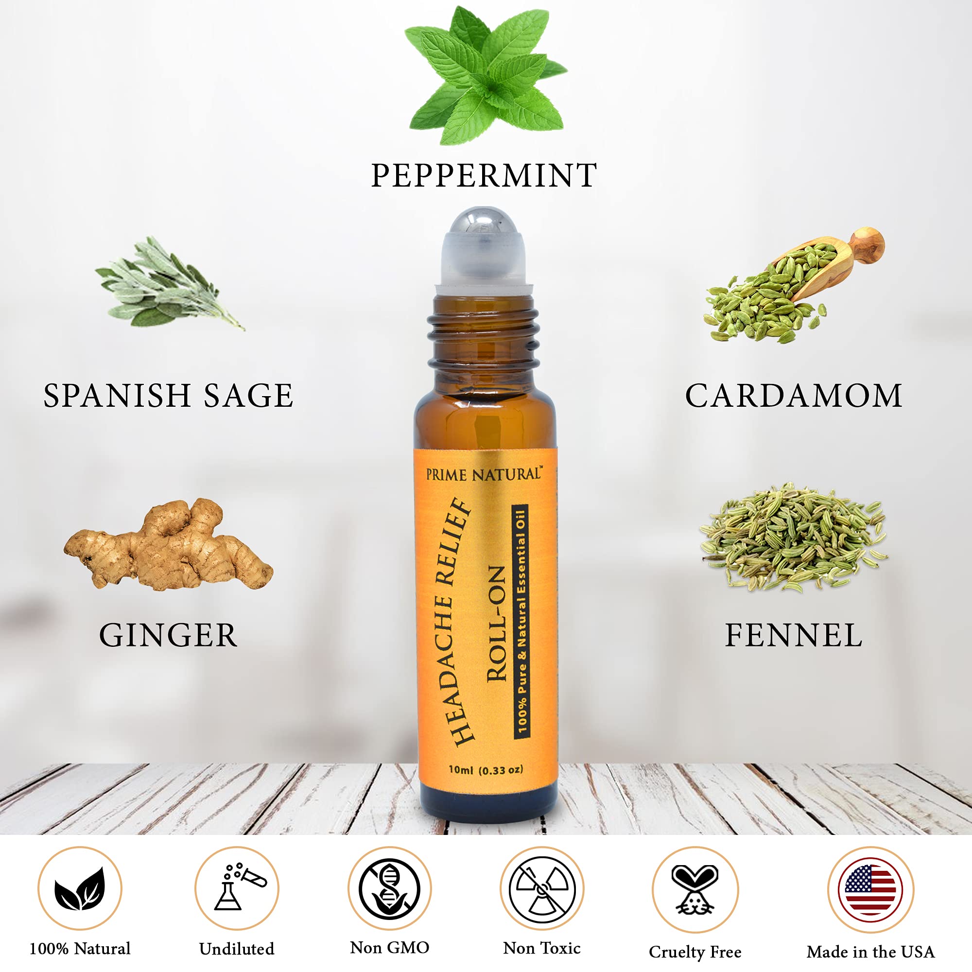 PRIME NATURAL detalle de la bola metálica aplicadora, masaje y liberación aromática