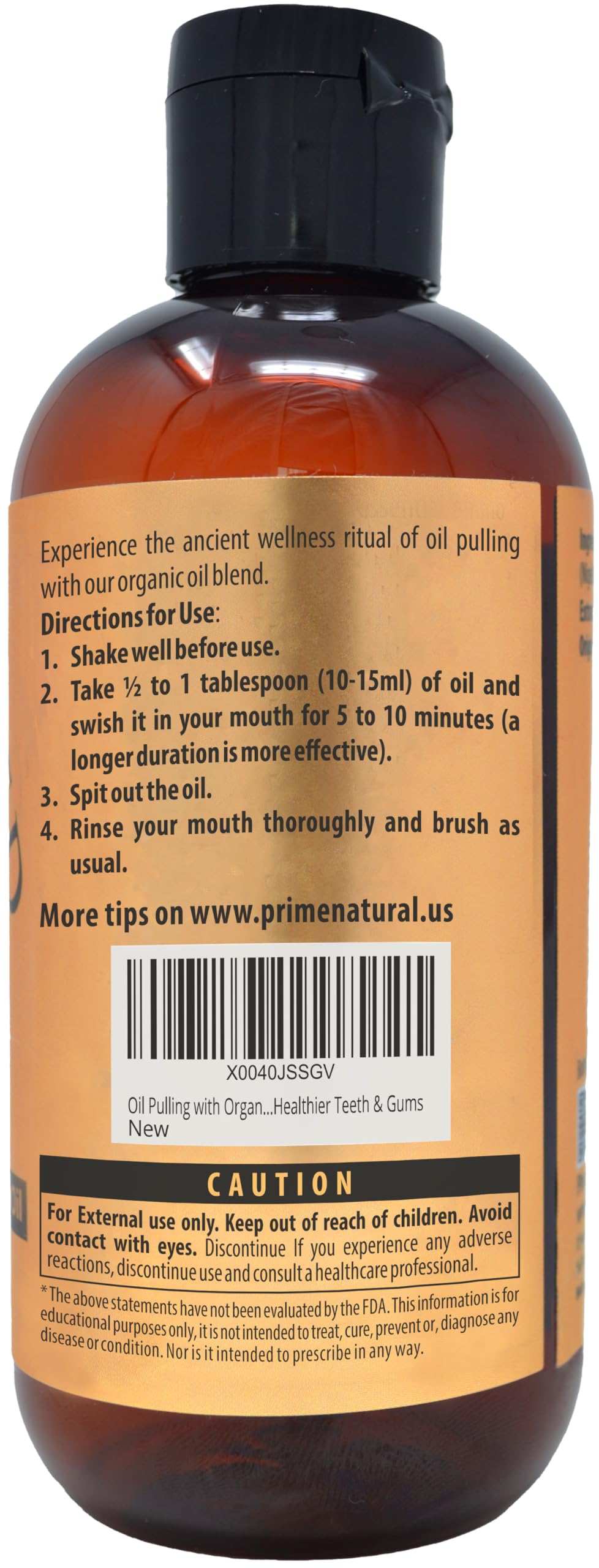 PRIME NATURAL persona realizando oil pulling en rutina matutina aporta frescor duradero