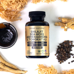 PRIME NATURAL Irish Sea Moss y minerales ilustrando contenido nutritivo