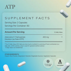 Prime Powders etiqueta de ingredientes que muestra Peak ATP 400 mg y transparencia