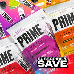 PRIME HYDRATION sobre siendo vertido en agua para hidratación instantánea