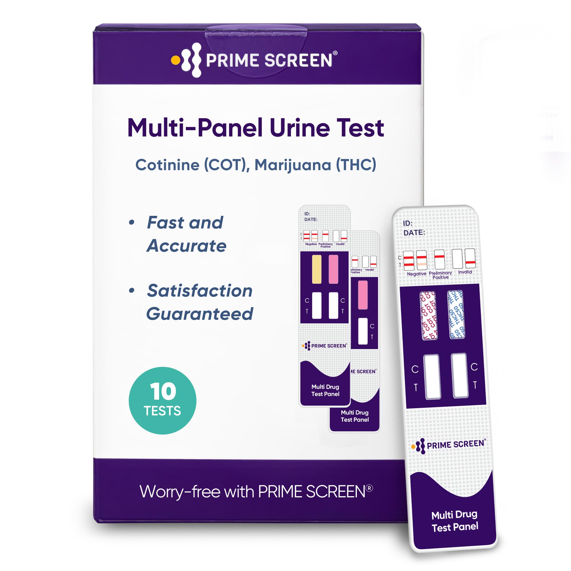 Prime Screen frontal del paquete mostrando 10 tests y conveniencia