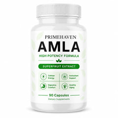 PRIMEHAVEN frasco frontal de Amla 90 cápsulas mostrando presentación y beneficio